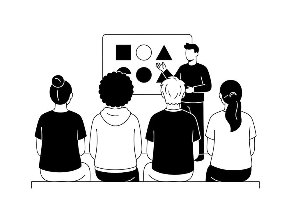 A trainer working through material with a seated group